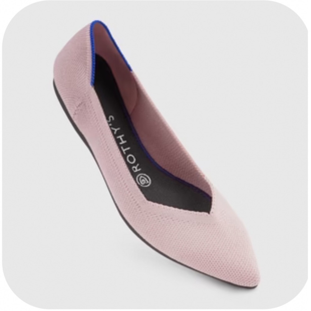 Rothy's The Point Petal Pink Knit Pointed Toe Comfort Ballet Flat Womens Sz 10.5